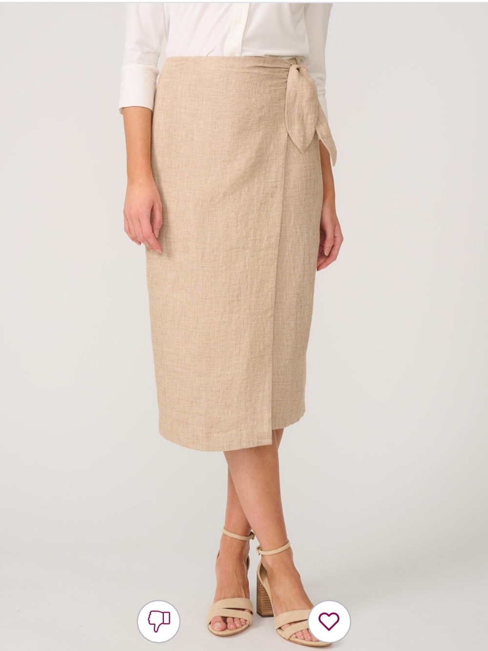 J. McLaughlin Carlie 100% Linen Faux Wrap Midi Skirt Tan Size 2 Like New